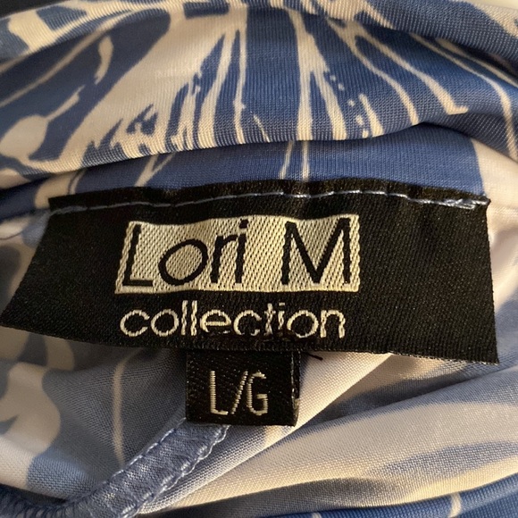 Y2K  Lori M Collection mermaid style dress. Bright blue w/ white floral design. - Picture 10 of 11